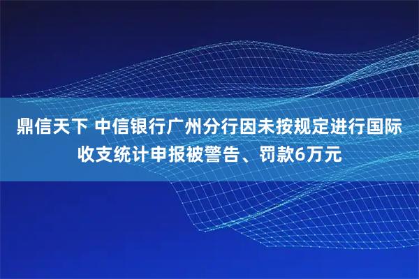 鼎信天下 中信银行广州分行因未按规定进行国际收支统计申报被警告、罚款6万元